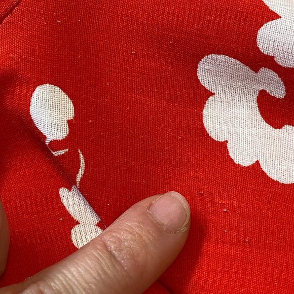 Vintage handmade red & white floral midi circle skirt sleeveless dress pockets - Picture 11 of 12